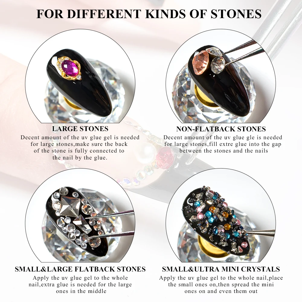 

MEET ACROSS Nail Art Rhinestone Gel Glue Adhesive UV Gel Nail Polish Glue for DIY Nail Art Crystal Gems Jewelry Decoration