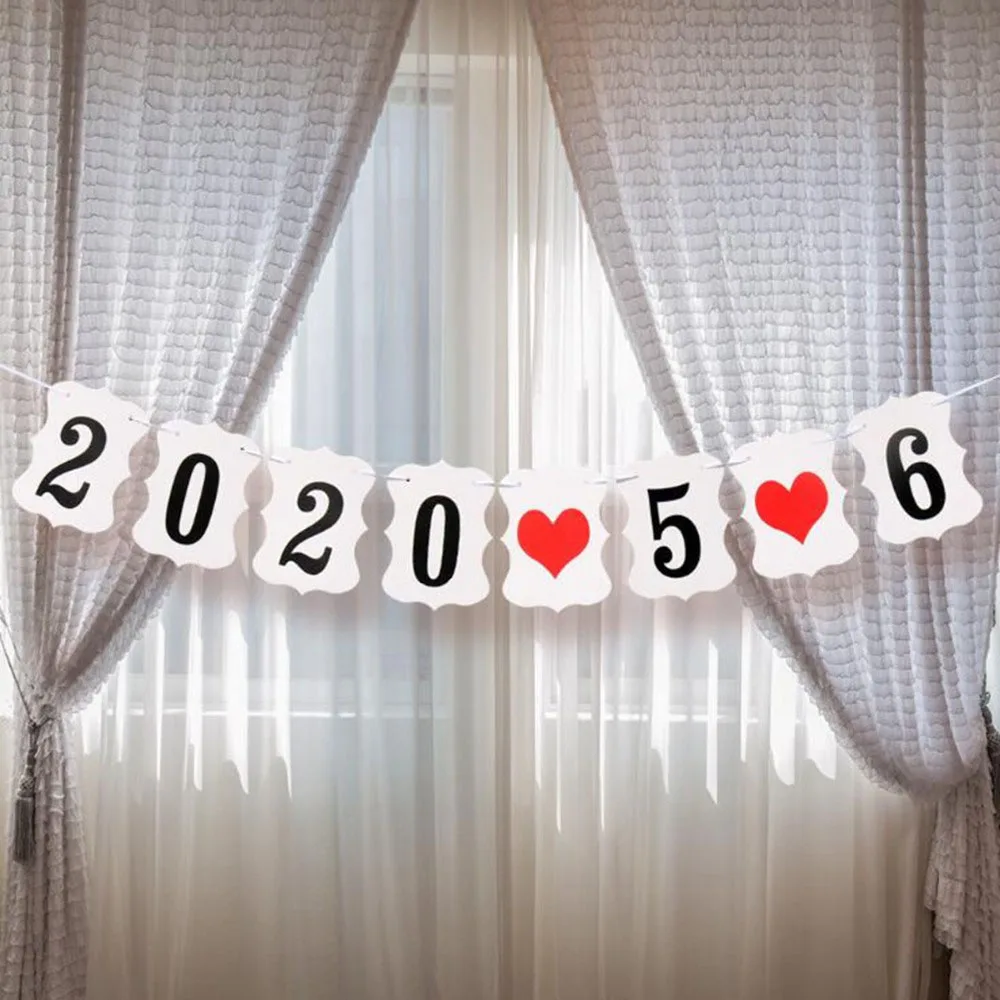 

Customized Anniversary Date Flag Banner Wedding Decoration Banner Birthday Party Decoration Supplies Hang Flag Baner