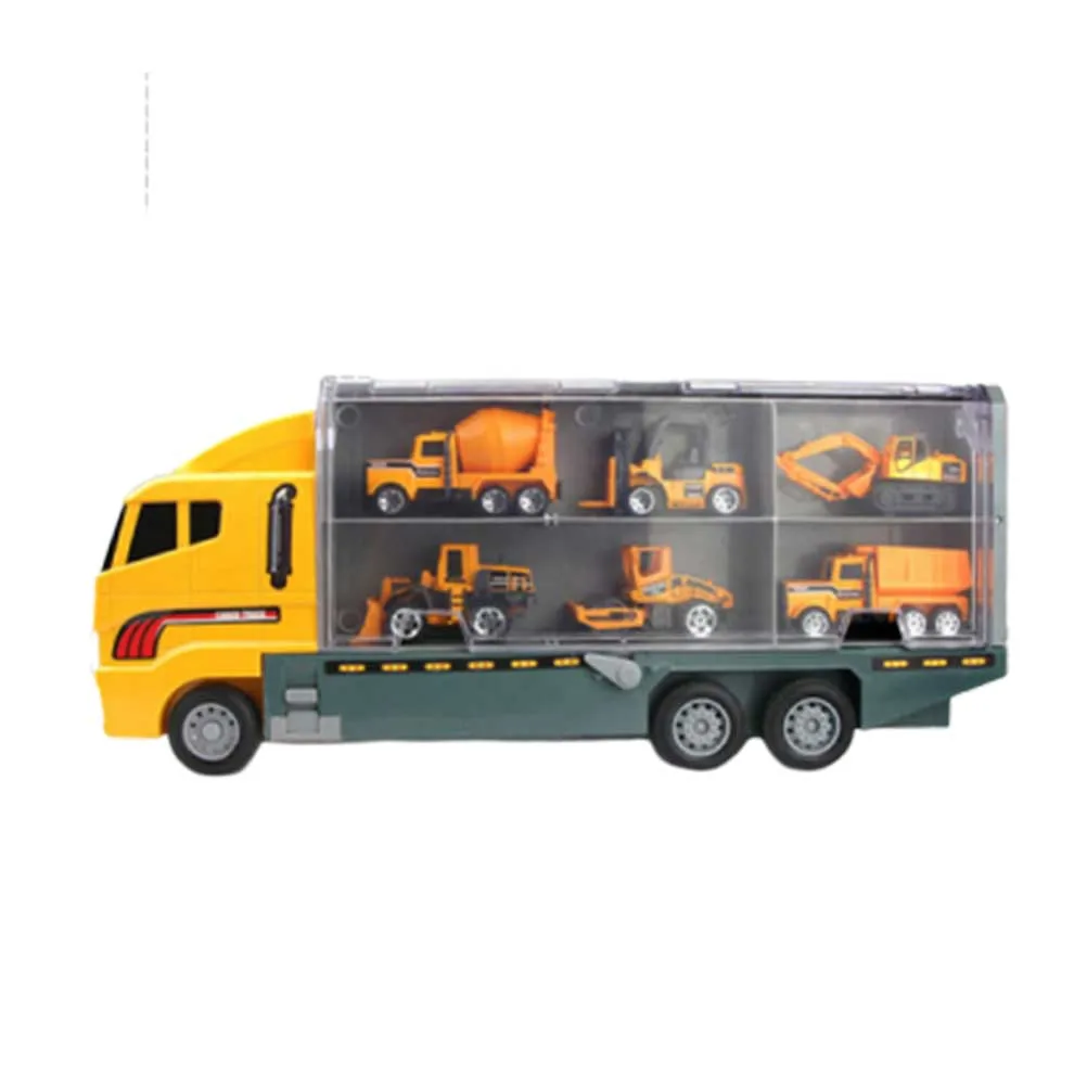 7 шт. желтый грузовик портативный транспортный контейнер автомобиль модель