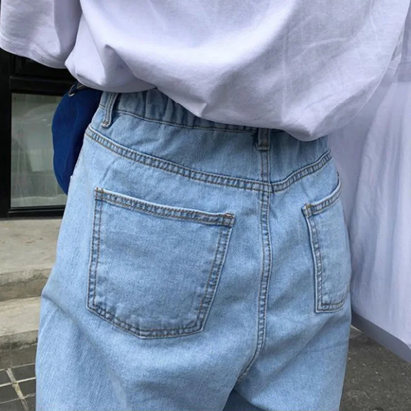 

Jeans Women Pockets Straight Loose 2XL Simple All-match Daily High Waits Pockets Korean Solid Denim Harajuku Womens Trousers New