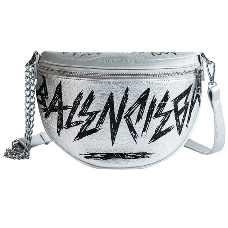 Silver ABZC-модная женская поясная сумка, Женская поясная сумка с цепочкой, сумки-мессенджеры, женские сумки на плечо - Цвет: Silver