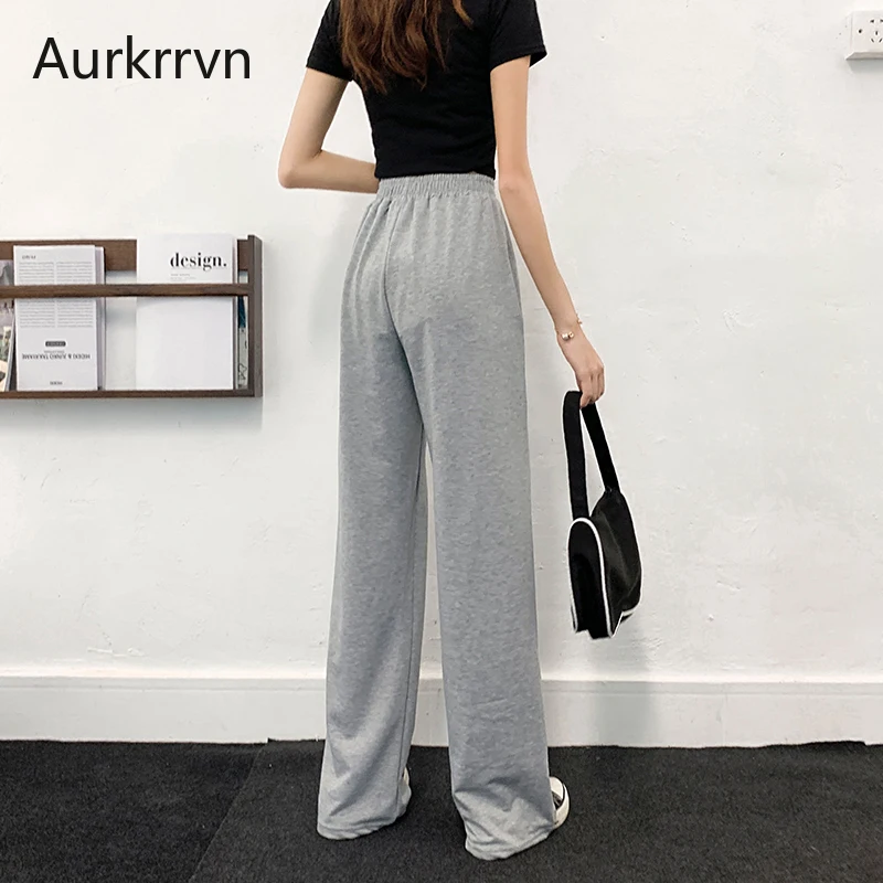 

Aurkrrvn Office Lady Wide Leg Long Pants Woman Casual Loose High Waist Trousers Women 2020 Draped Korean Pants Ladies Bottoms