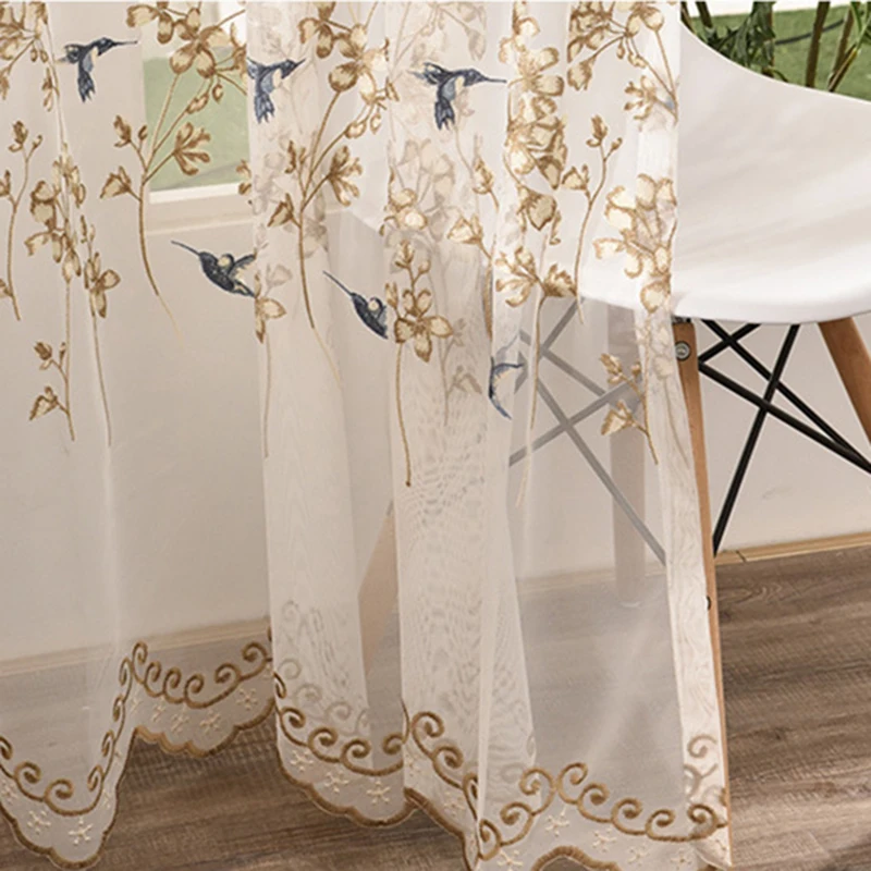 Bird Embroidered Tulle Curtains for Bedroom Room Chinese Elegant Swallow Lace Wave Bottom Balcony Window Tenda Drapes zh316D | Дом и сад