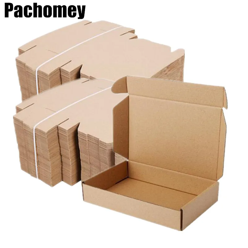 50 шт./лот трехслойная жесткая гофрированная упаковочная коробка из крафт-бумаги