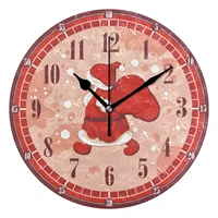 red santa claus round wall clock christmas party decorative clock silent hanging wall watch battery operated for living room