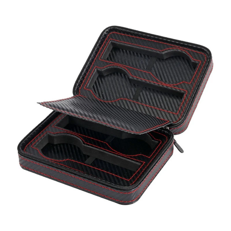

4 Slots Carbon Fibre Watch Box Bag Display Zipper Case Display Storage Portable Travel Holder Case Portable Leather Organizer