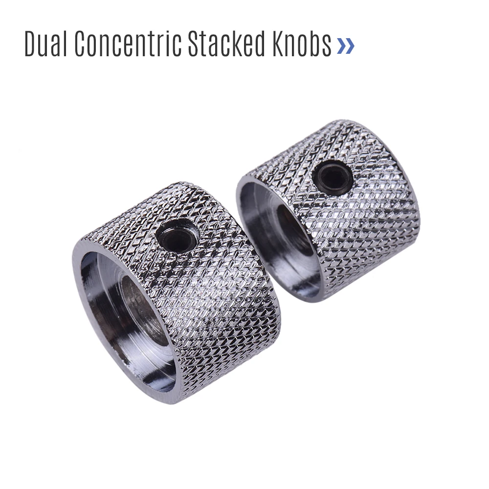 2 sets dual konzentrischen gestapelt control knöpfe für elektrische bass gitarren dual konzentrischen knöpfe goldsplitterschwarz farb