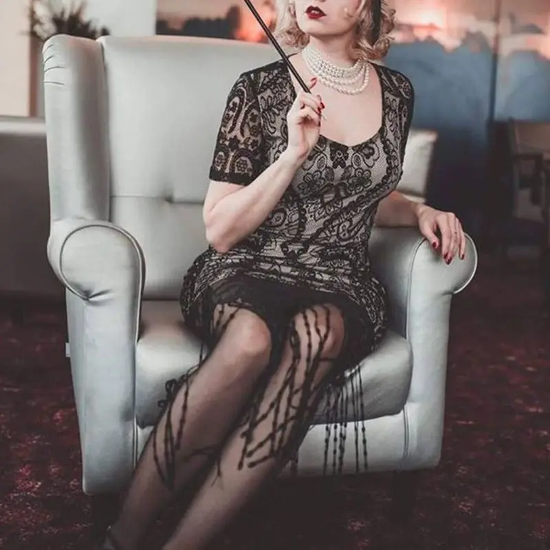 1920s Charleston Flapper, костюм для девочек, нарядное платье, имитация жемчуга, ожерелье из бисера, длинные черные перчатки, держатель для сигарет для женщин