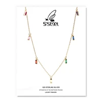 ssteel zircon necklace 925 sterling silver for women colorful luxury pendants necklace collares plata 925 para mujer jewellery