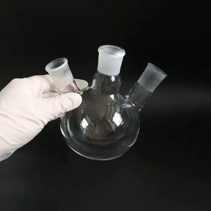 Кварцевое стекло 500 мл/24х3 круглая фляжка с тремя горлышками|round bottom flask|round glass