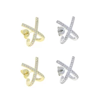 geometric cz cross stud earring curved circle around ear 2021 new design trendy women jewelry