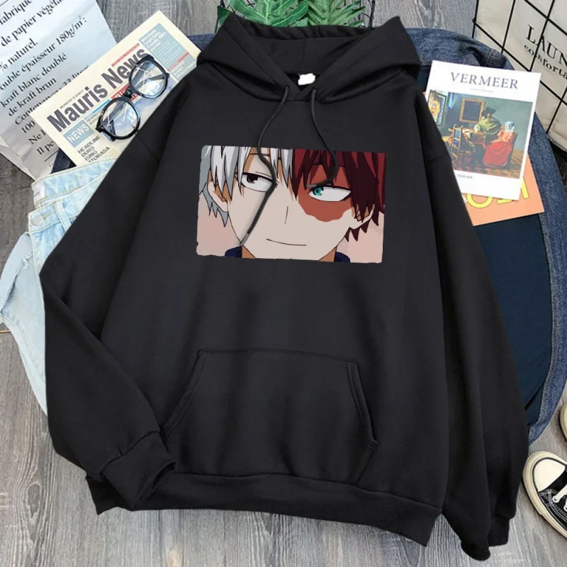 

Meu herói academia todoroki shoto impressão hoodies homem sweatshirts inverno velo quente com capuz moletom novos homens hip ho.