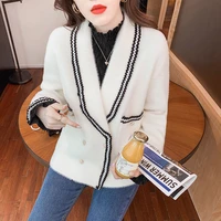 new autumn spring thickened ladies jacket outerwear coats patchwork double breasted loose streetwear women tops clothes