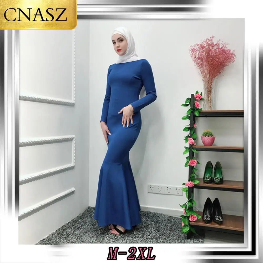 2019 Muslim Dubai Turkish Style Fashion Fishtail Dress Slim Abayas Long Sleeve Islamic Clothing For Women | Тематическая одежда и