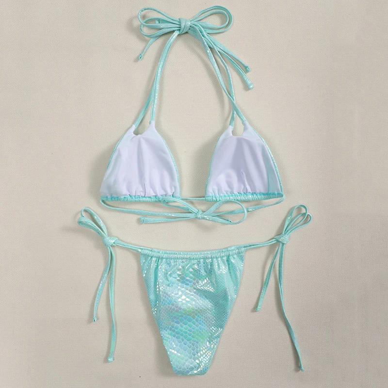 Женский Блестящий купальник-бикини In-X с эффектом пуш-ап и лямкой на шее