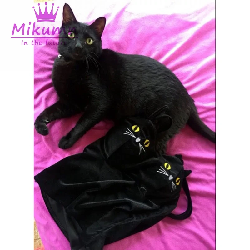 Харадзюку готический панк Кот вышитый бархат Camisole короткий топ сексуальный открытая спина тонкий без рукавов майка Топы