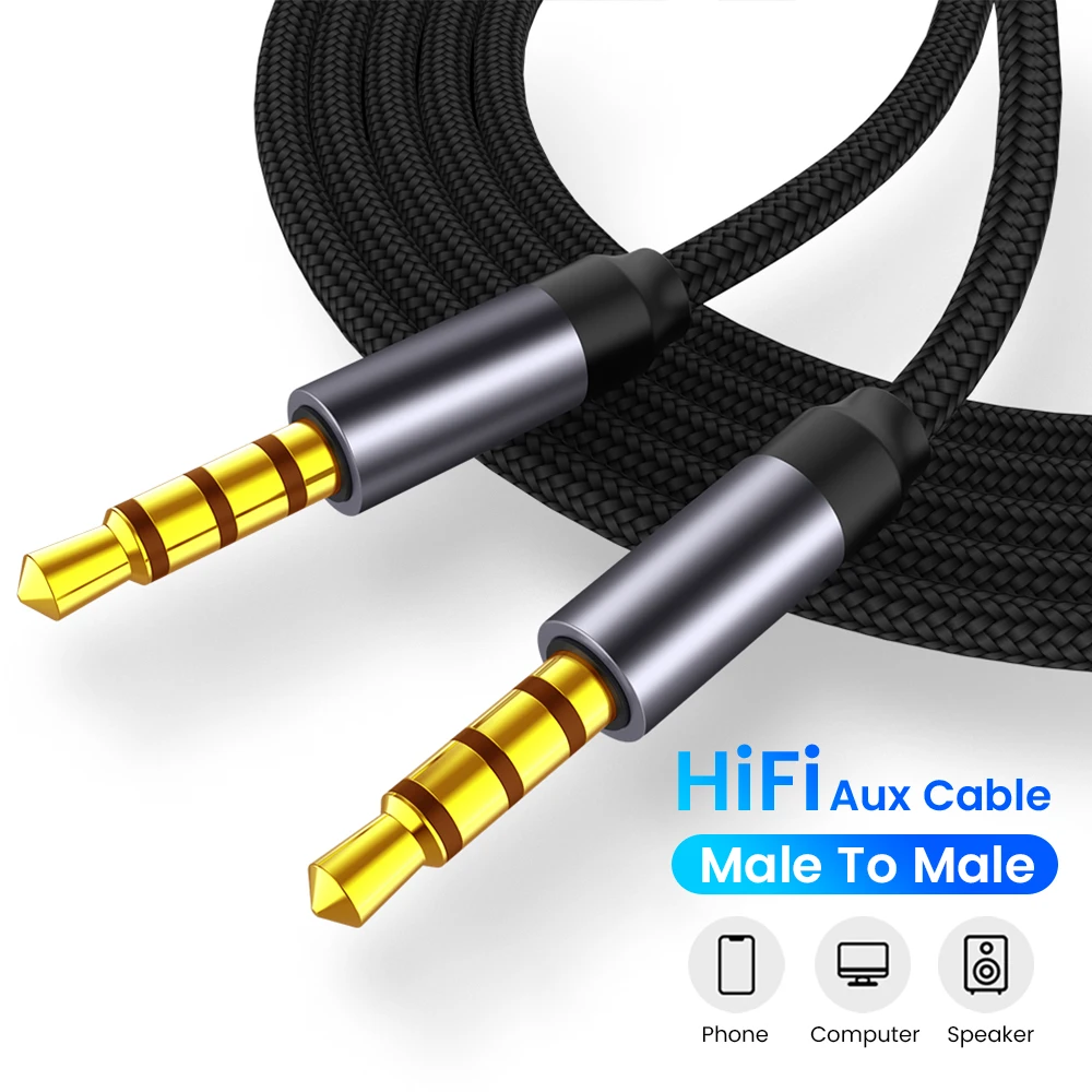 

1/2/3M Jack 3.5mm Audio Cable Nylon Braid 3.5 male to male Audio Cable AUX Speaker Headphones audio cord for MP3 Xiaomi Phone