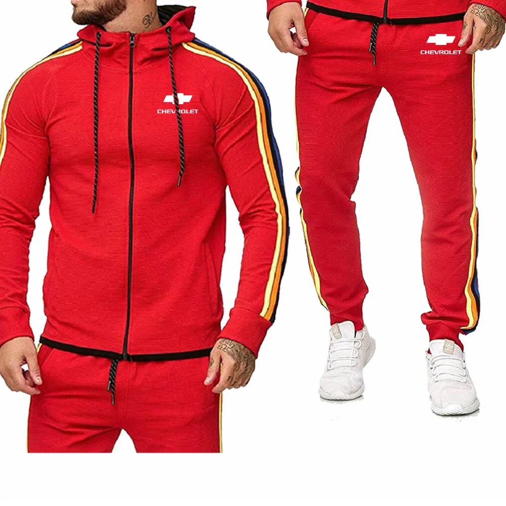

2021 Spring Autumn Fashion New Men's Hoodie Chevrolet Motor Car Logo printing cotton Men's sweatshirt + sweatpants Suit
