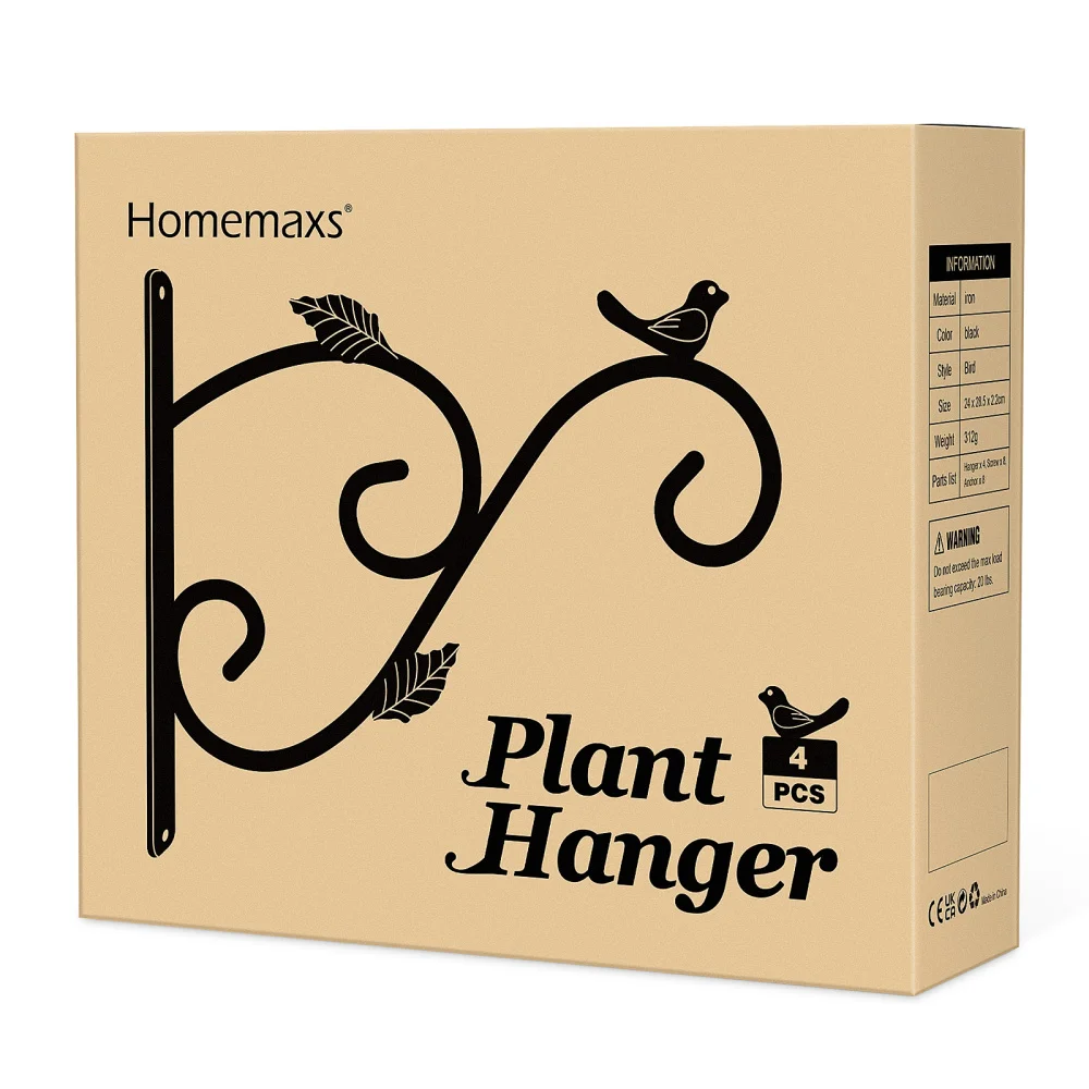 

HOMEMAXS 4 Pack Bird Style Hanging Plant Brackets Wall Mount Iron Hangers Hooks for Hanging Plants Lantern Bird Feeder Wind Chi