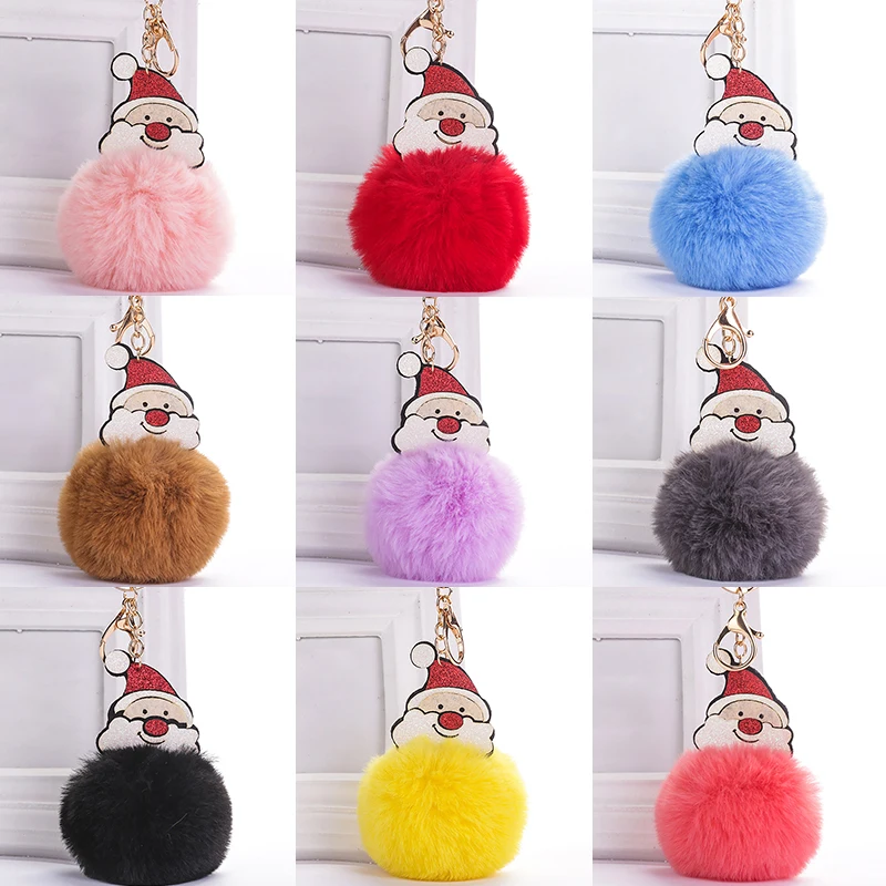 Рождество Санта Клаус искусственный мех брелки Рождественский брелок подарок