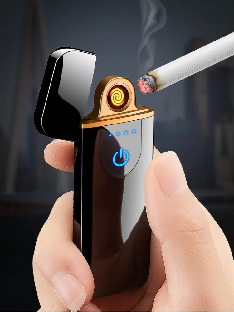 

Touch Charging Lighter Fingerprint Sensing Intelligent Screen Display Safe Windproof Creative Men's Electronic Cigarette Lighter