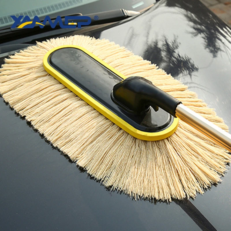 Car Wash Brush Dust Removal Brush Fibre Broom Rotating Mop Telescoping Long Handle Car Cleaning Tools Car Accessories Xammep