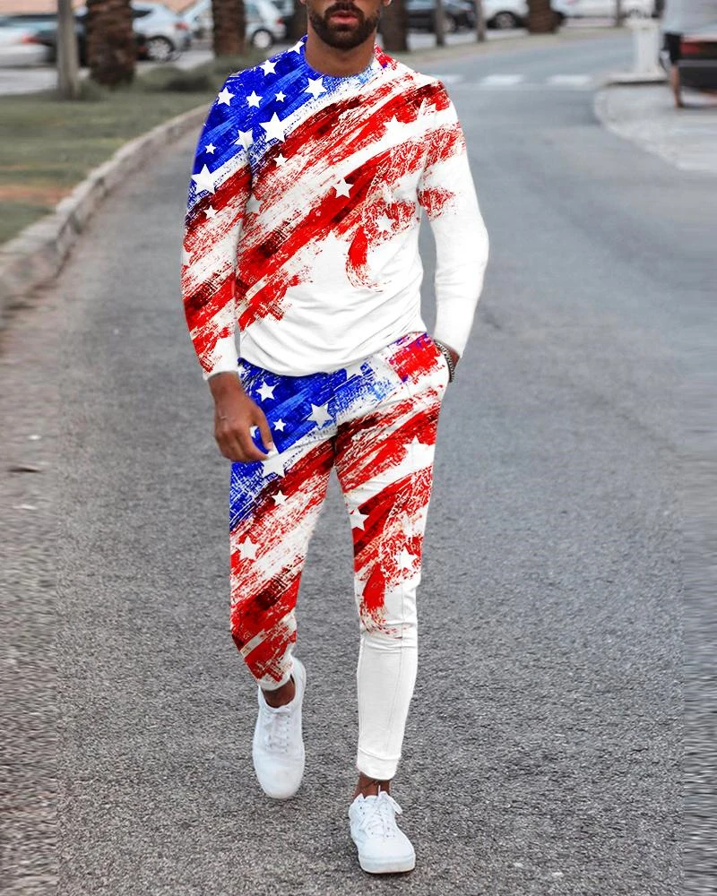 

Мужской комплект из футболки с длинным рукавом и круглым вырезом