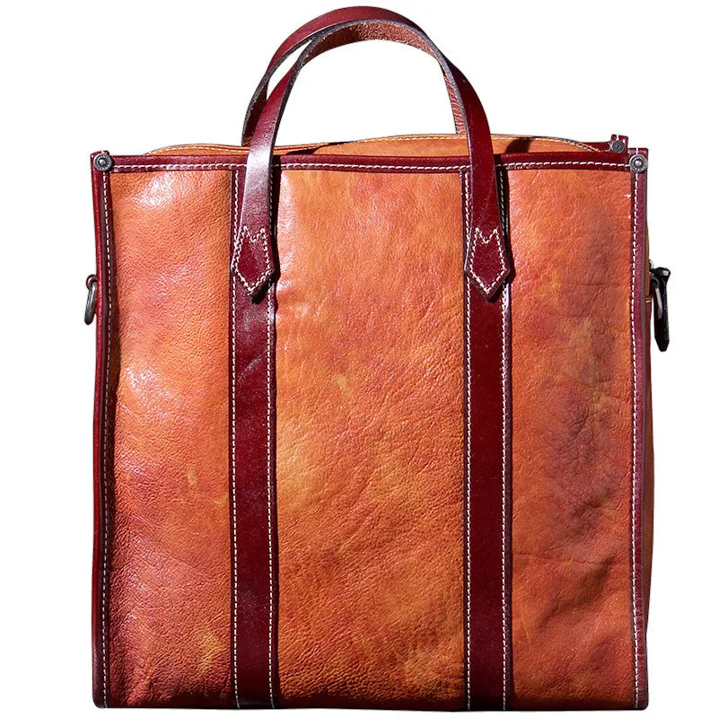 Сумка мужская сумка портативный портфель Мужская школьная ретро кожаная через