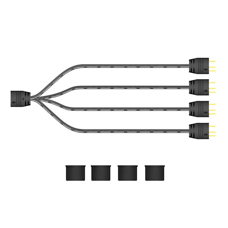 

5 Pcs 1 to 4 Extension Cable 5V 3-Pin ARGB Hub Extension Cable Support 5V 3Pin Memory Cooling Vest Light Bar Fan