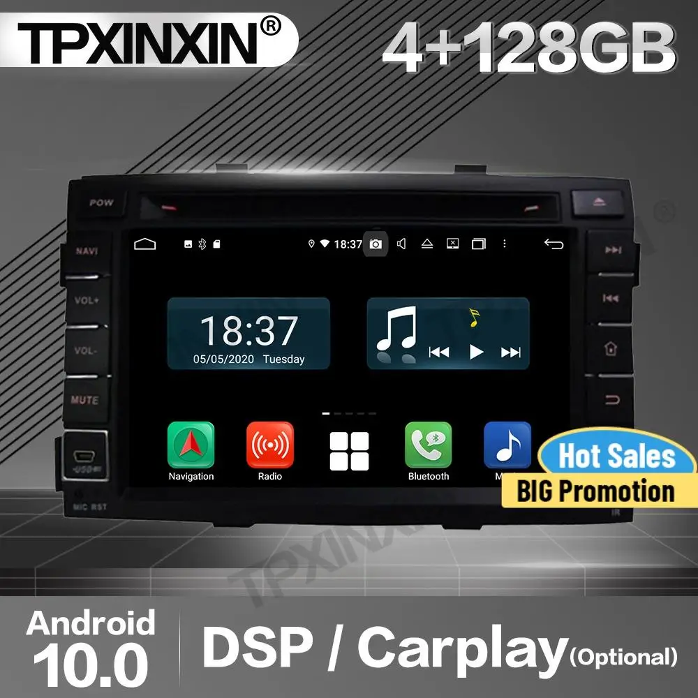 

128G Carplay Car Radio 2 Din Stereo Receiver Android 10 For Kia Sorento 2010-2012 GPS Navigation Player Audio Recorder Head Unit