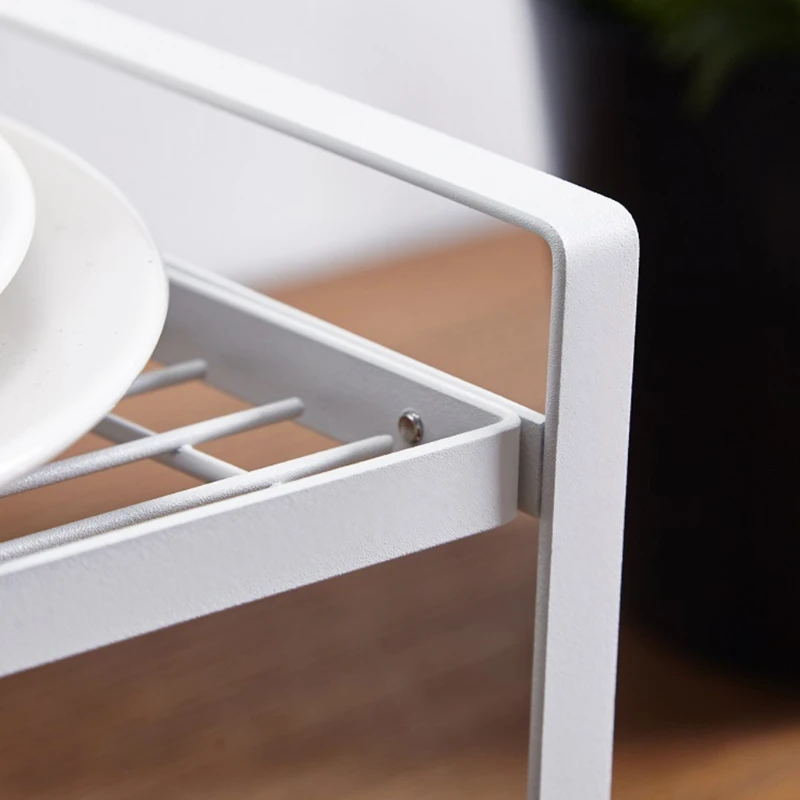 

157B Kitchen Shelf Organizer Stand Iron Handle Spice Rack Desktop Cups Saucers Holder Household Support