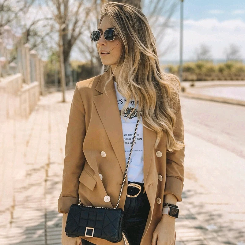 Женский двубортный Блейзер Conmoto офисный блейзер и пальто на осень зиму 2019|Женские