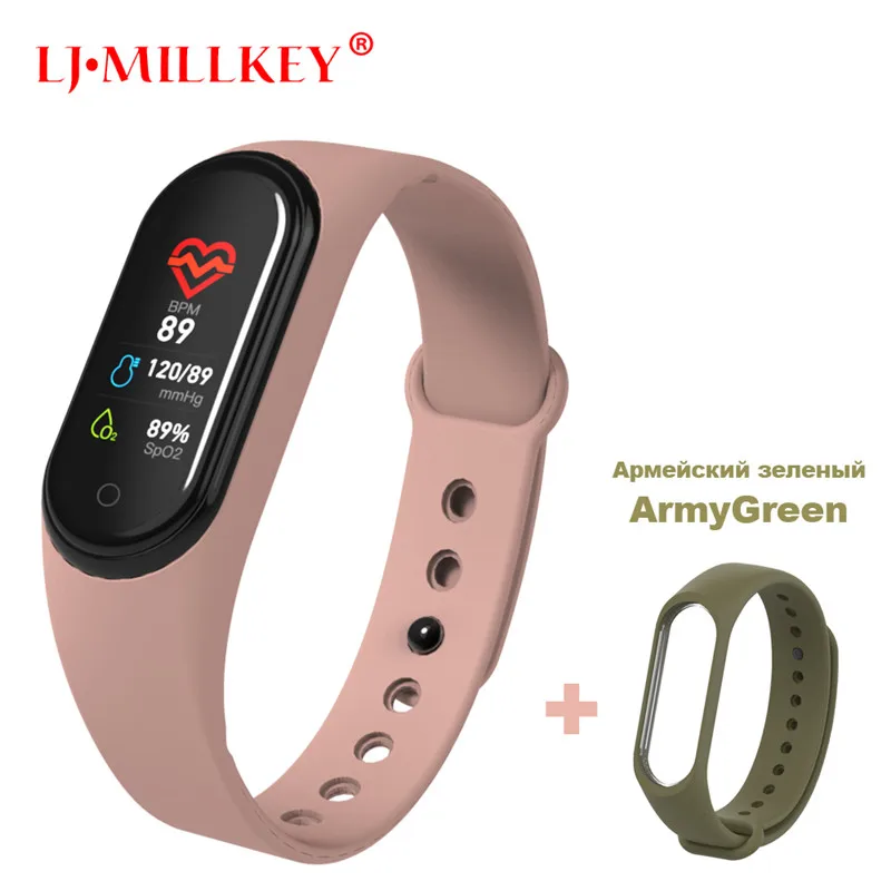 M4Pink-ArmyGreen Умный Браслет Интеллектуальный трекер активности M4 умный Браслет Смарт-браслет 4 пульсометр фитнес-трекер умные часы для мужчин и женщин - Цвет: M4Pink-ArmyGreen