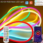 Светодиодная неоновая RGB лента с дистанционным управлением, лампа с приглушаемой подсветильник кой для комнаты, кабинета, освещение для Alexa 12345 м, 12 В