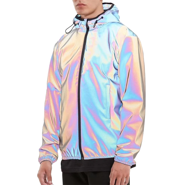 

Latest fabric design full zip reflective windbreaker jacket for men