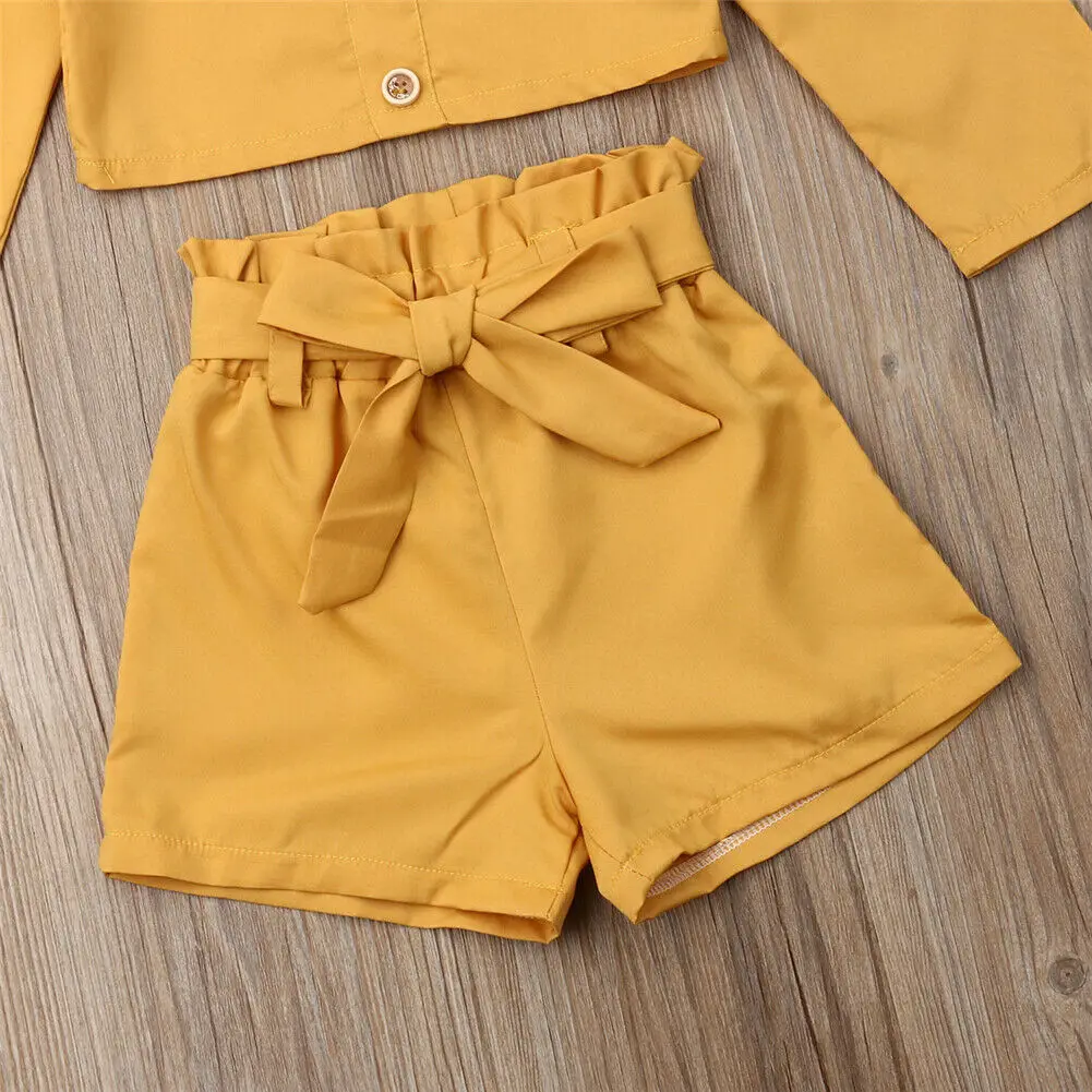 2 шт. Детская футболка с длинным рукавом и шорты|Комплекты одежды для девочек| |