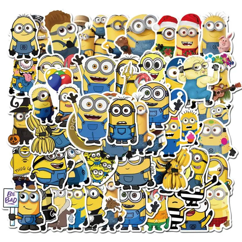 

10/30/50Pcs Minions Cartoon Graffiti Stickers Pvc Waterproof for Luggage Refrigerator Notebook Decoration Stickers Classic Toy