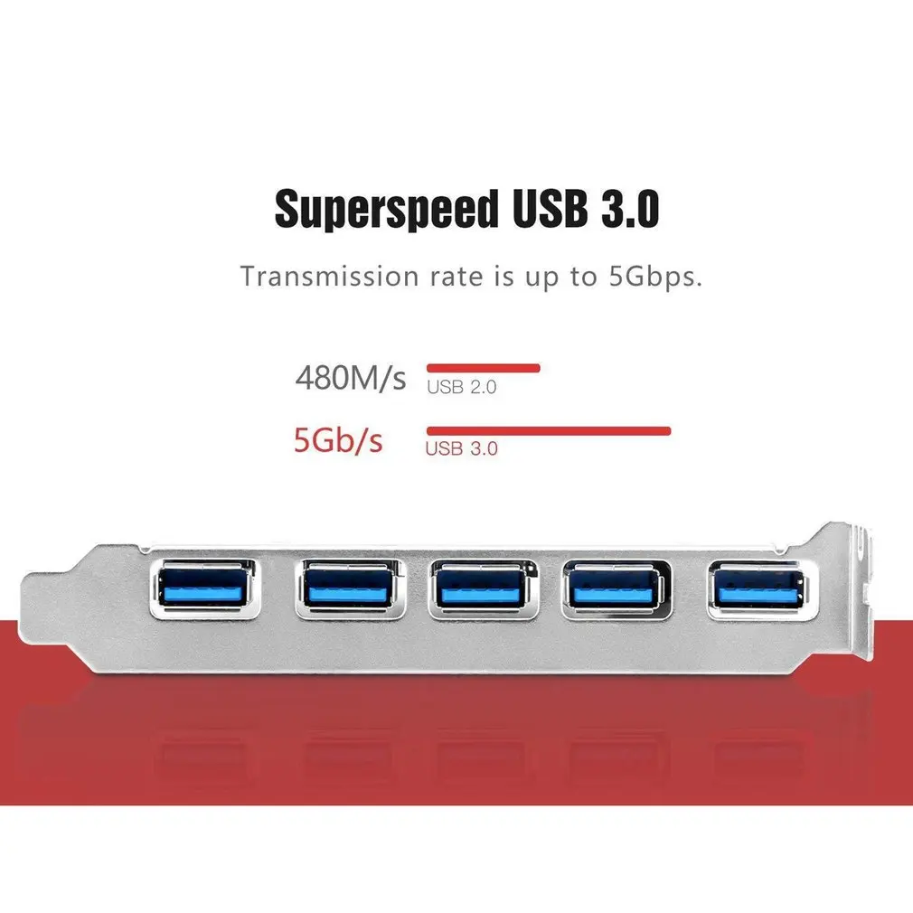 Стабильная PCI-E 7-Порты USB 3 0 карты расширения адаптер 5 Внешний Порты и разъёмы 2