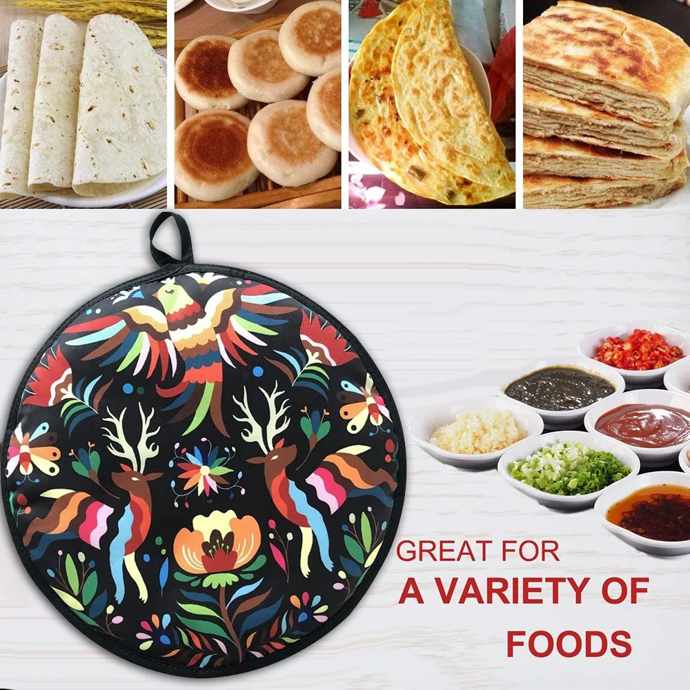 

12inch Cloth Bag Burrito Portable Tortilla Warmer Pouch Home For Microwave Restaurant Food Pancake Heat Resistant Printed Flour