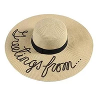 summer fashion floppy straw hat casual lether vacation travel wide brimmed sun hats foldable beach hats for women with big head