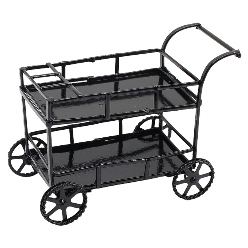 

1:12 Dollhouse Miniature Black Dining Car Wheels Can Slide Kitchen Accessories for 1/12 Scale Dollhouse Furniture