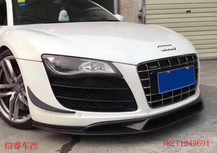 Beli Bumper Serat Karbon Berkualitas Tinggi Bibir Depan + Pisau Angin + Pelindung Spoiler Cocok Untuk Audi R8 V8 V10 2007-2016