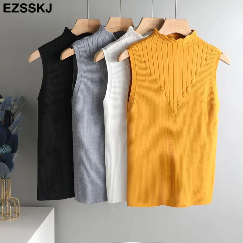 Весенний свитер с кружевным воротником жилет женская Трикотажная майка женские