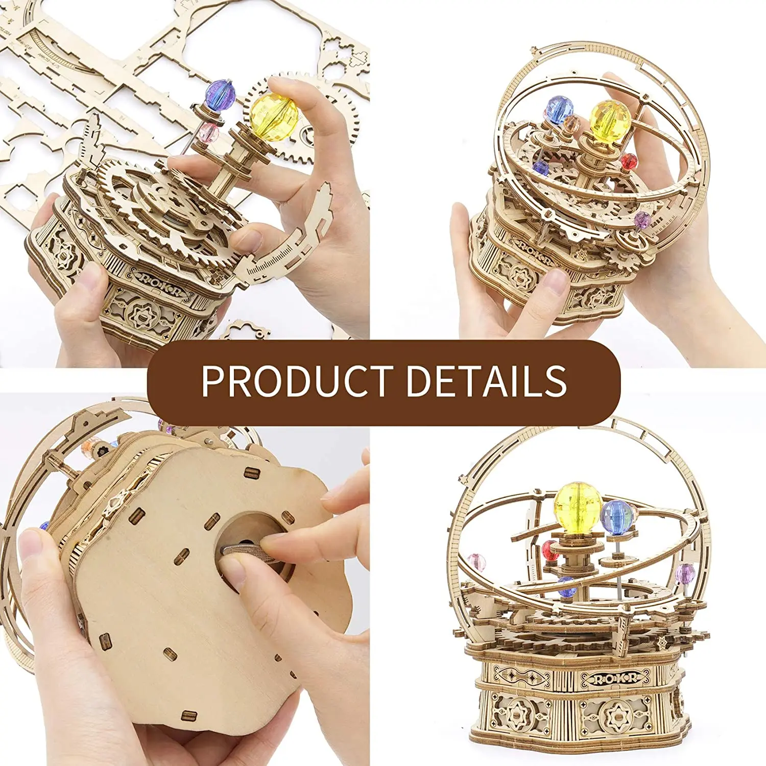 Robotime Rokr 84 шт. вращающийся DIY 3D Звездная ночь деревянная модель Строительный набор
