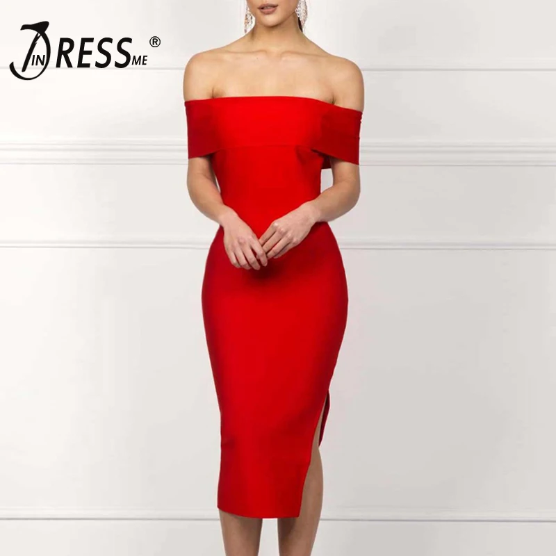Новинка 2019 женское сексуальное облегающее платье INDRESSME с открытыми плечами и