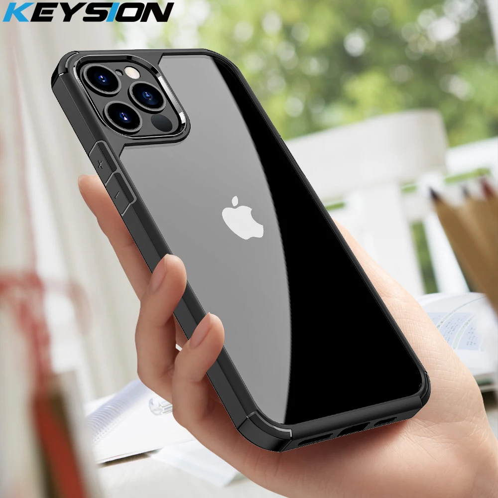 Модный прозрачный противоударный чехол KEYSION для iPhone 12 Pro Max Прозрачная