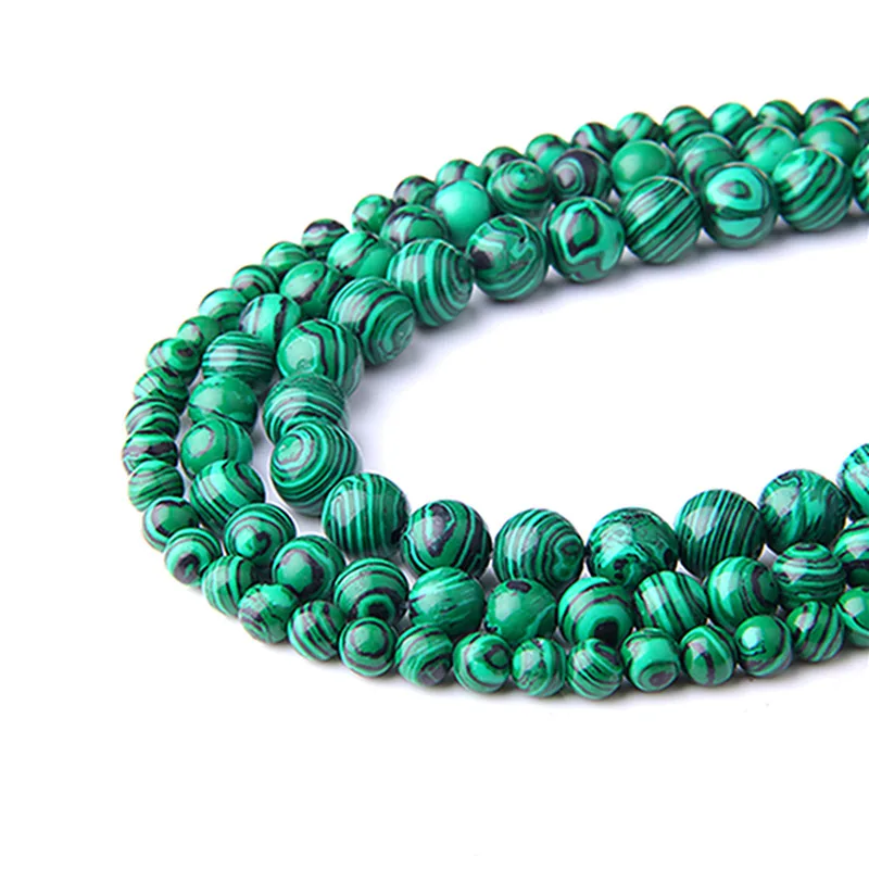 Green malachite Бусины Из Натурального флюорита, фиолетовые круглые бусины с драгоценным камнем, 4, 6, 8, 10, 12 мм, выберите размер для изготовления украшений, браслетов, аксессуаров - Цвет: Green malachite