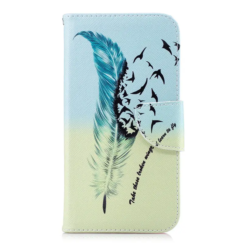 Feathers Birds Чехол для телефона с откидной крышкой чехол для huawei Коврики 8 9 10 20 Lite P30 Pro Honor 10 5X 6C 7X8 8A 8C Ретро Capa, высокое качество второй кожаный чехол D07Z - Цвет: Feathers Birds