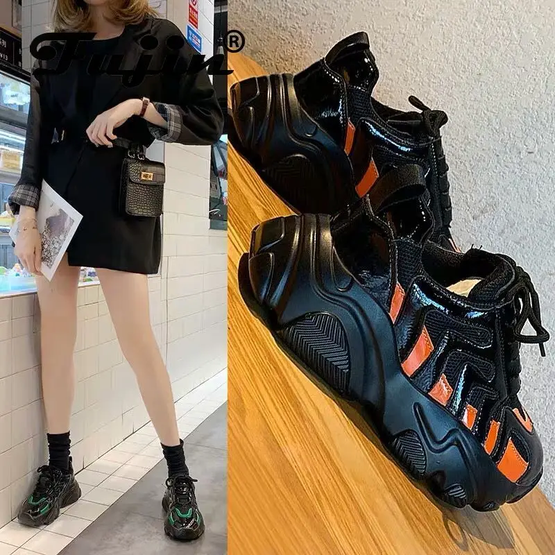 Женские кроссовки с перекрестной шнуровкой Fujin Модные дышащие разных цветов