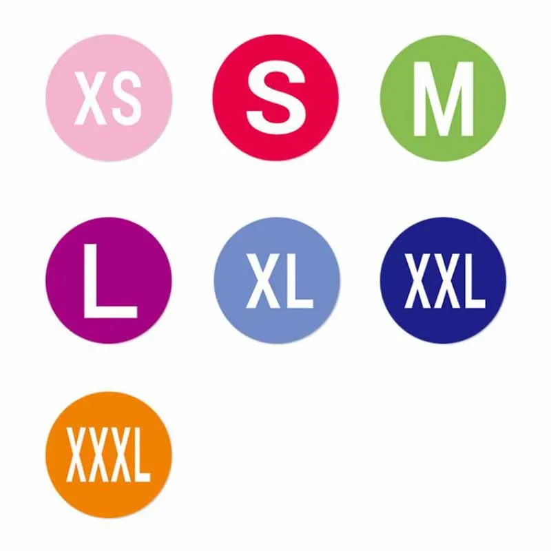 500 шт наклейки для этикеток круглой формы XS/S/M/L /XL тканые бирки одежда одежды